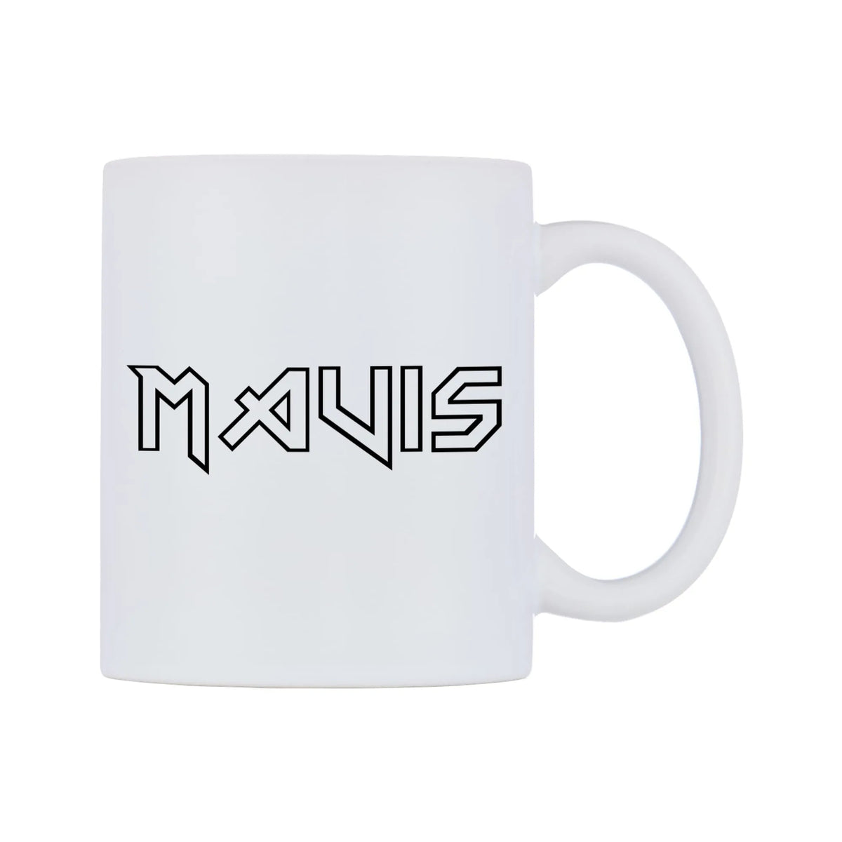 Mavis - Iron Maiden Themed Mug — white 11oz gloss mug, left side, on a white background