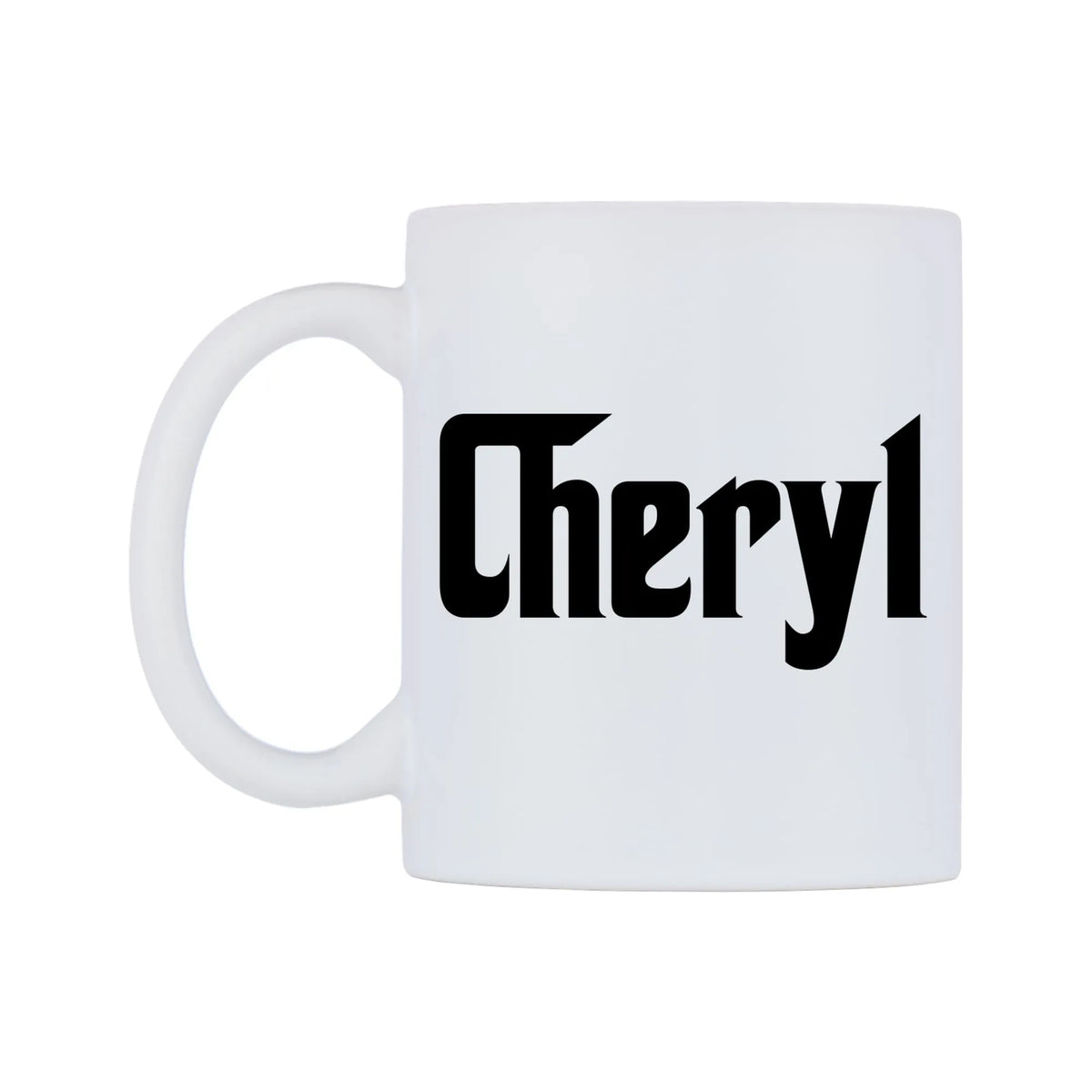 Cheryl - Godfather Themed Mug — white 11oz gloss mug, right side, on a white background