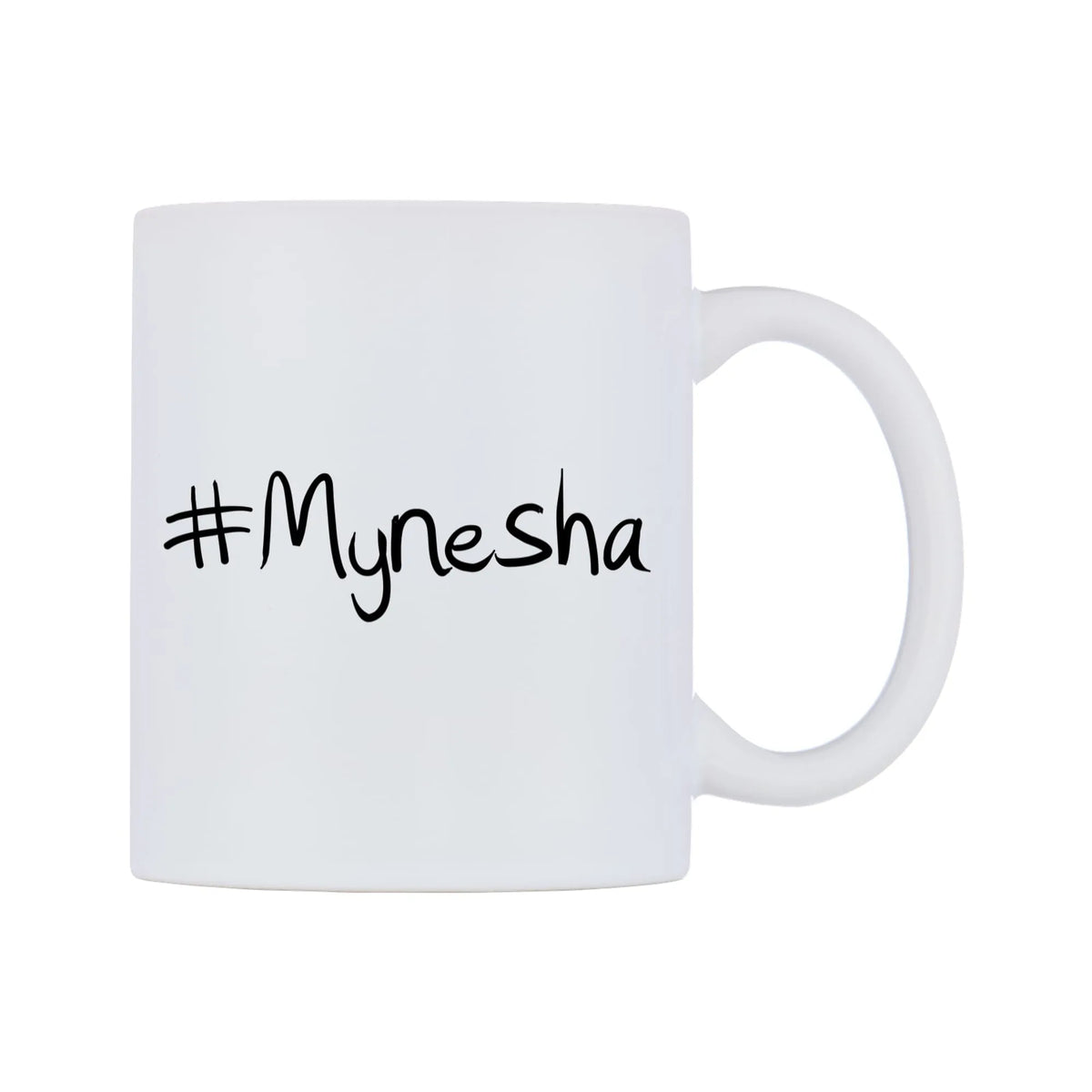 Mynesha Mug — mug, left side, on a white background
