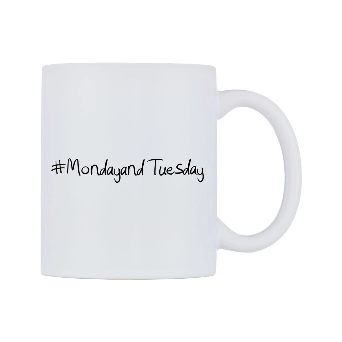 MondayandTuesday Mug — mug, left side, on a white background