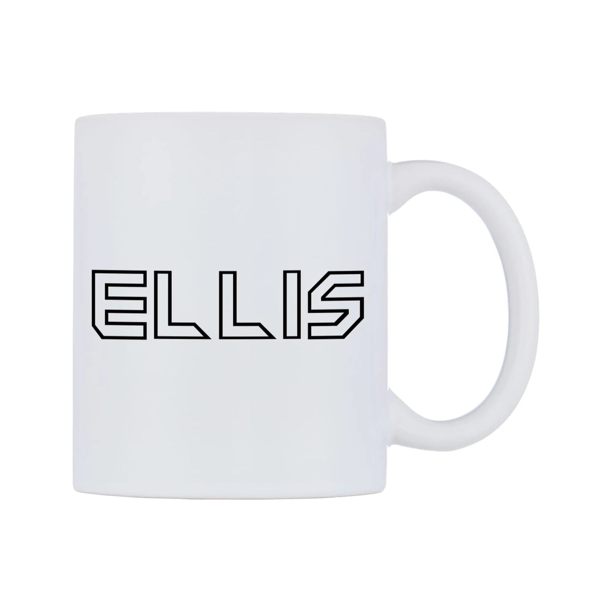 Ellis - Iron Maiden Themed Mug — white 11oz gloss mug, left side, on a white background