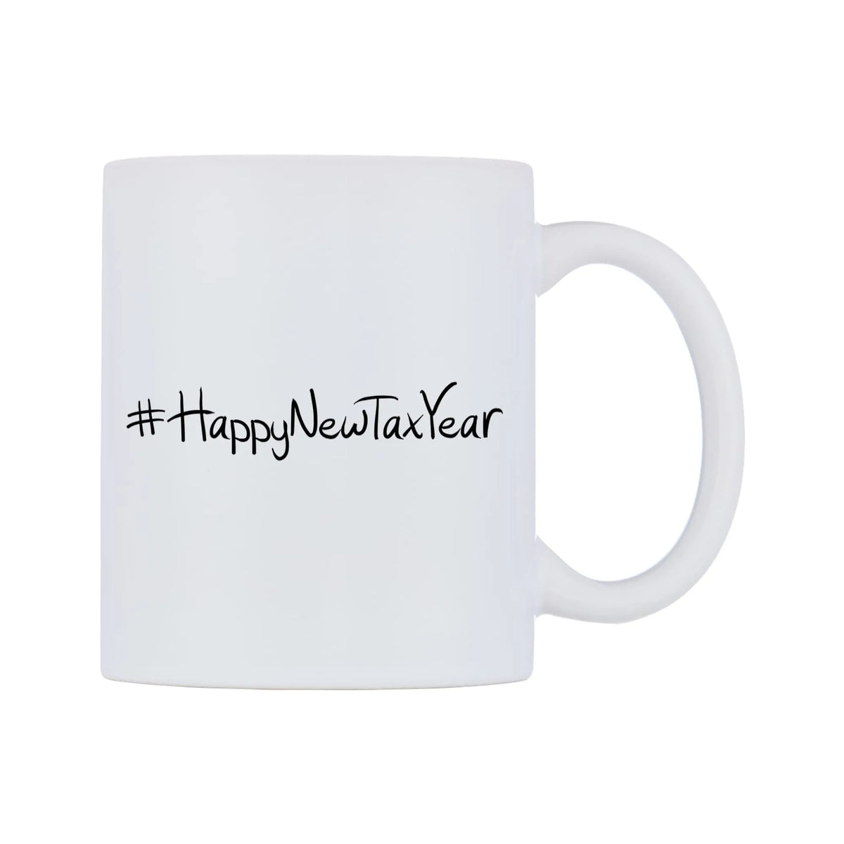 HappyNewTaxYear Mug — mug, left side, on a white background