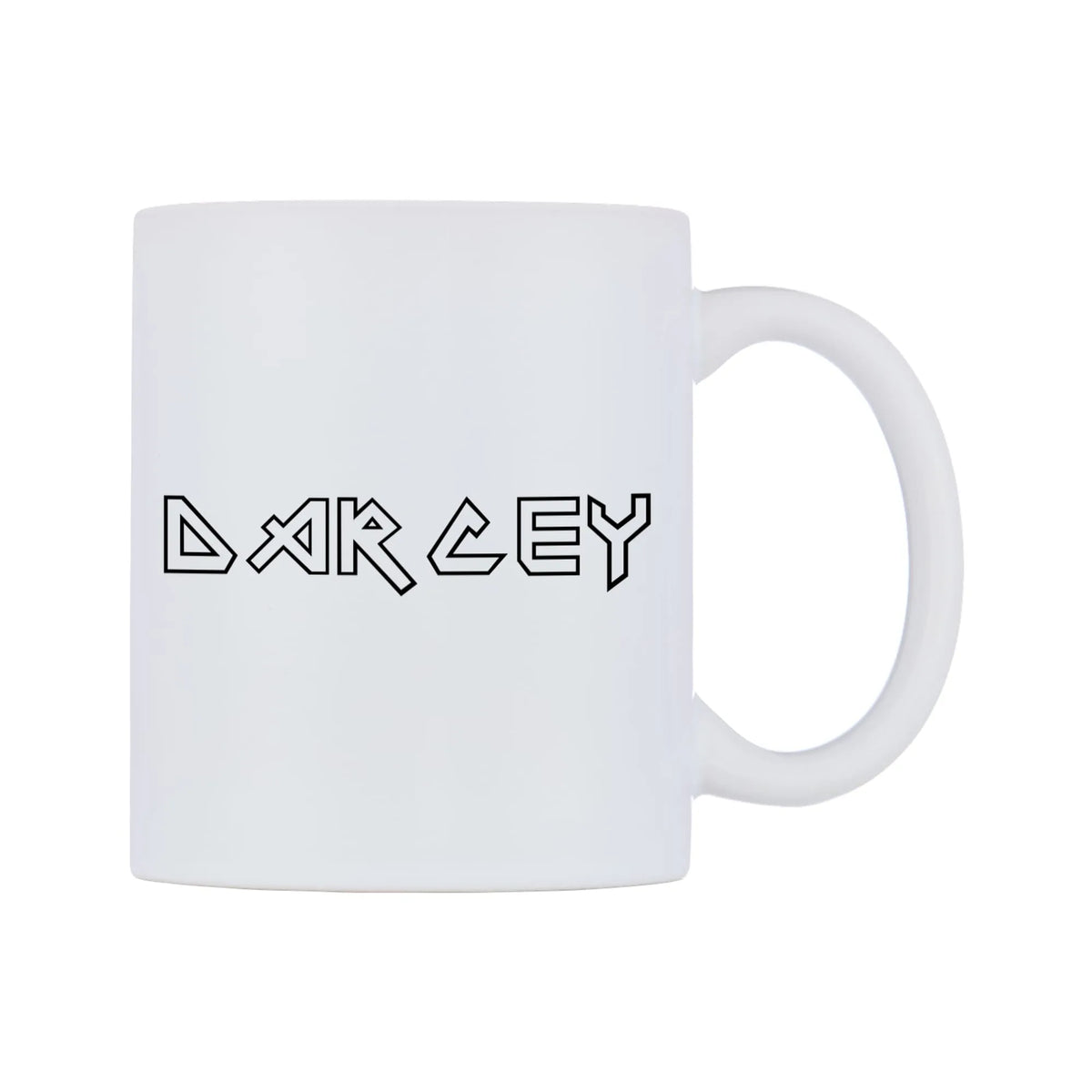 Darcey - Iron Maiden Themed Mug — white 11oz gloss mug, left side, on a white background