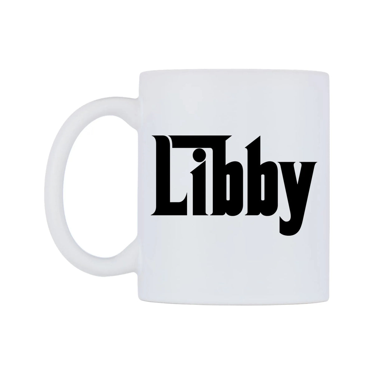 Libby - Godfather Themed Mug — white 11oz gloss mug, right side, on a white background