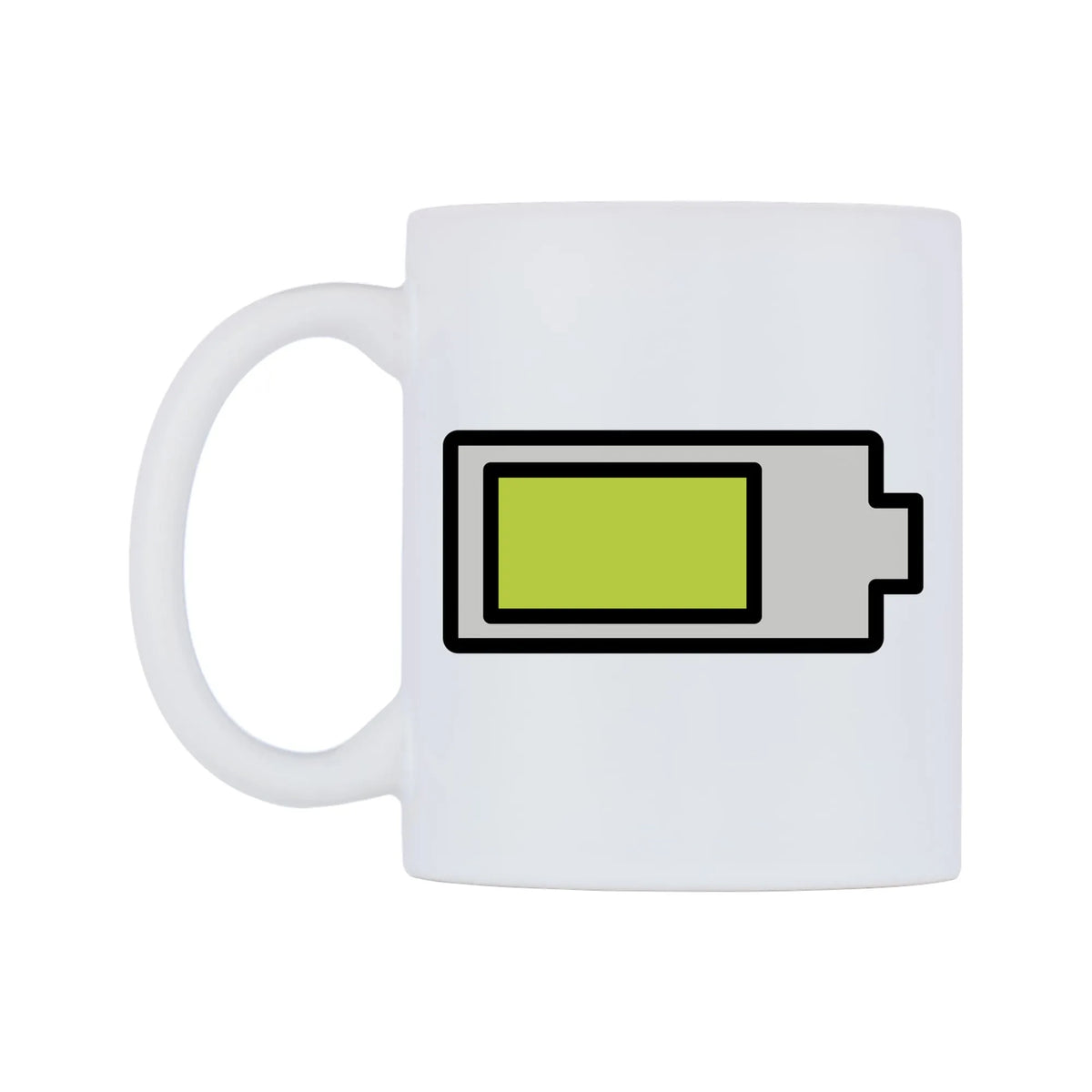 Battery Emoji Mug — mug, right side, on a white background