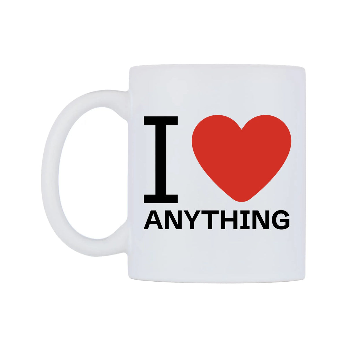 I Love Personalised Mug — white 11oz gloss mug, right side, on a white background