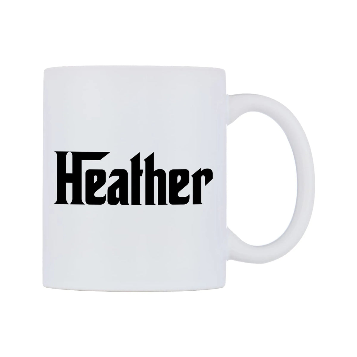 Heather - Godfather Themed Mug — white 11oz gloss mug, left side, on a white background
