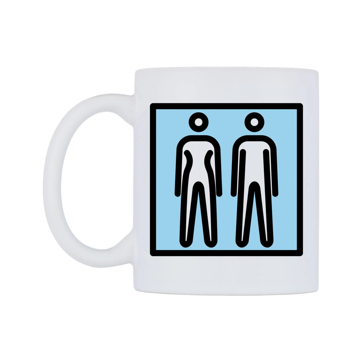 Restroom Emoji Mug — mug, right side, on a white background
