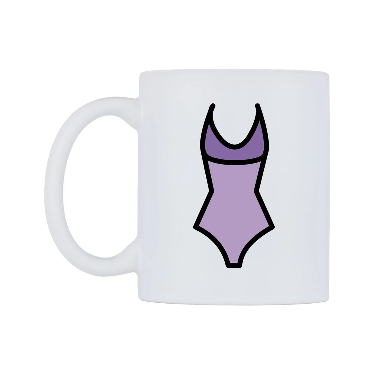 One-Piece Swimsuit Emoji Mug — mug, right side, on a white background