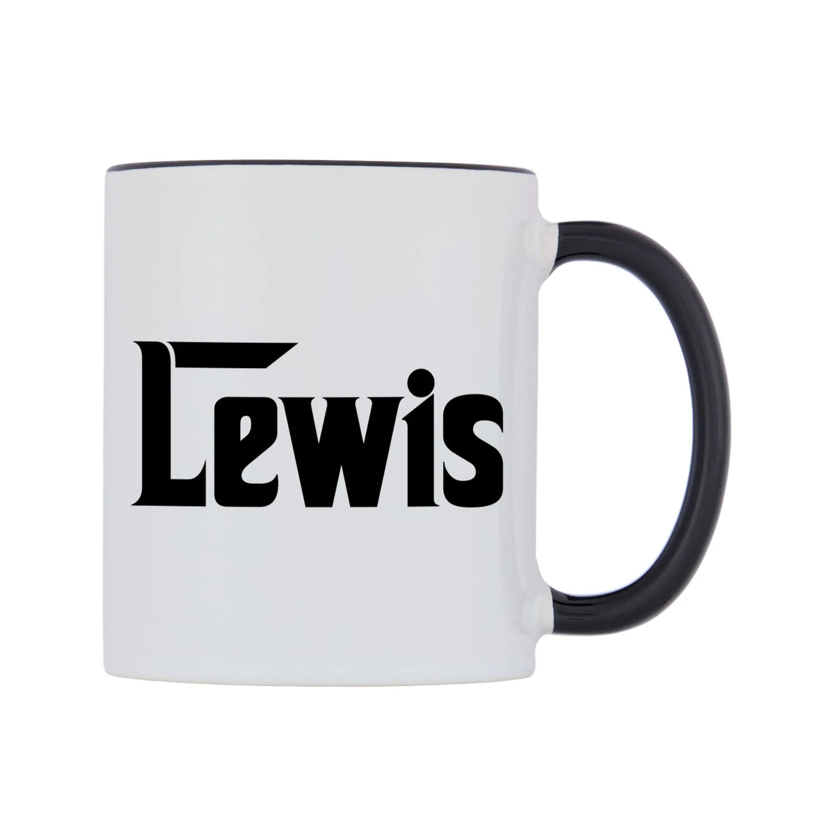 Lewis - Godfather Themed Mug — white 11oz gloss mug with a black inside and handle, left side, on a white background