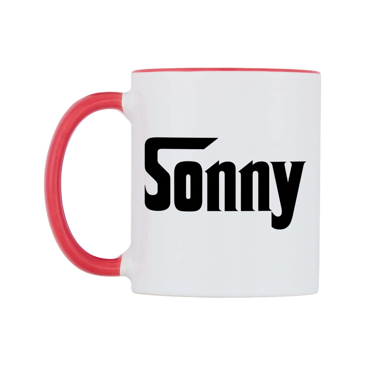 Sonny - Godfather Themed Mug — white 11oz gloss mug with a red inside and handle, right side, on a white background