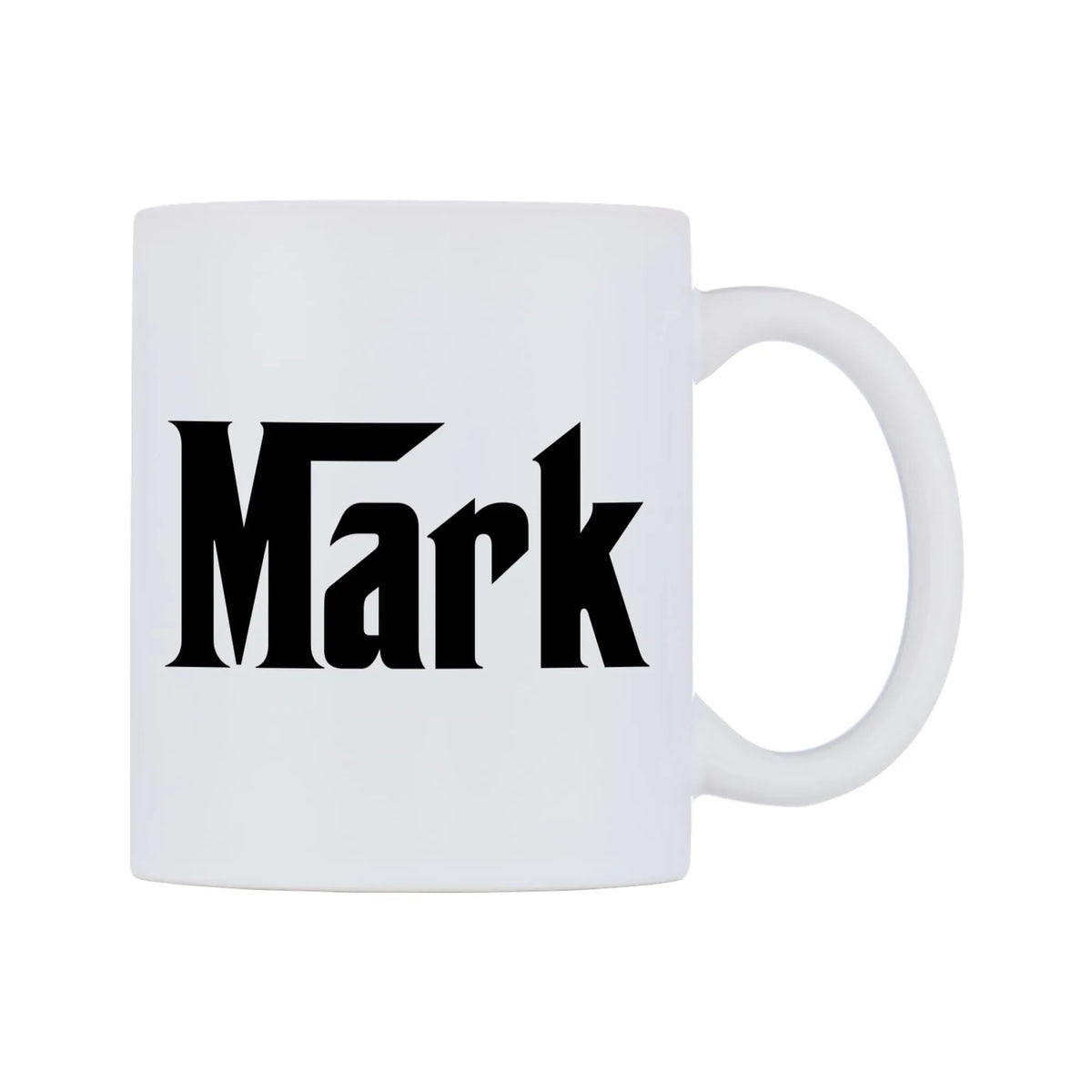Mark - Godfather Themed Mug — white 11oz gloss mug, left side, on a white background