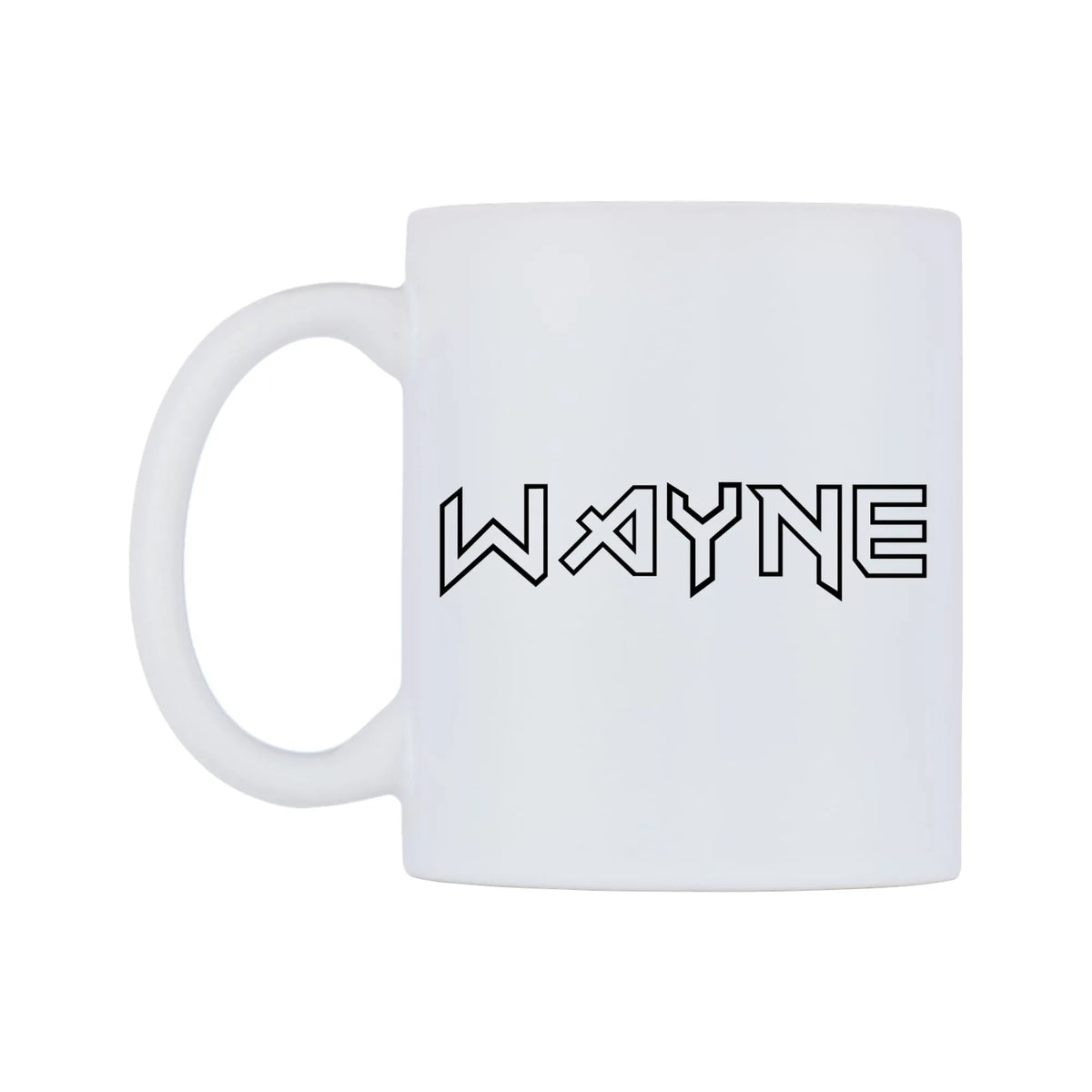 Wayne - Iron Maiden Themed Mug — white 11oz gloss mug, right side, on a white background
