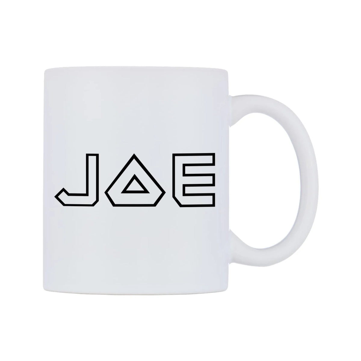 Joe - Iron Maiden Themed Mug — white 11oz gloss mug, left side, on a white background