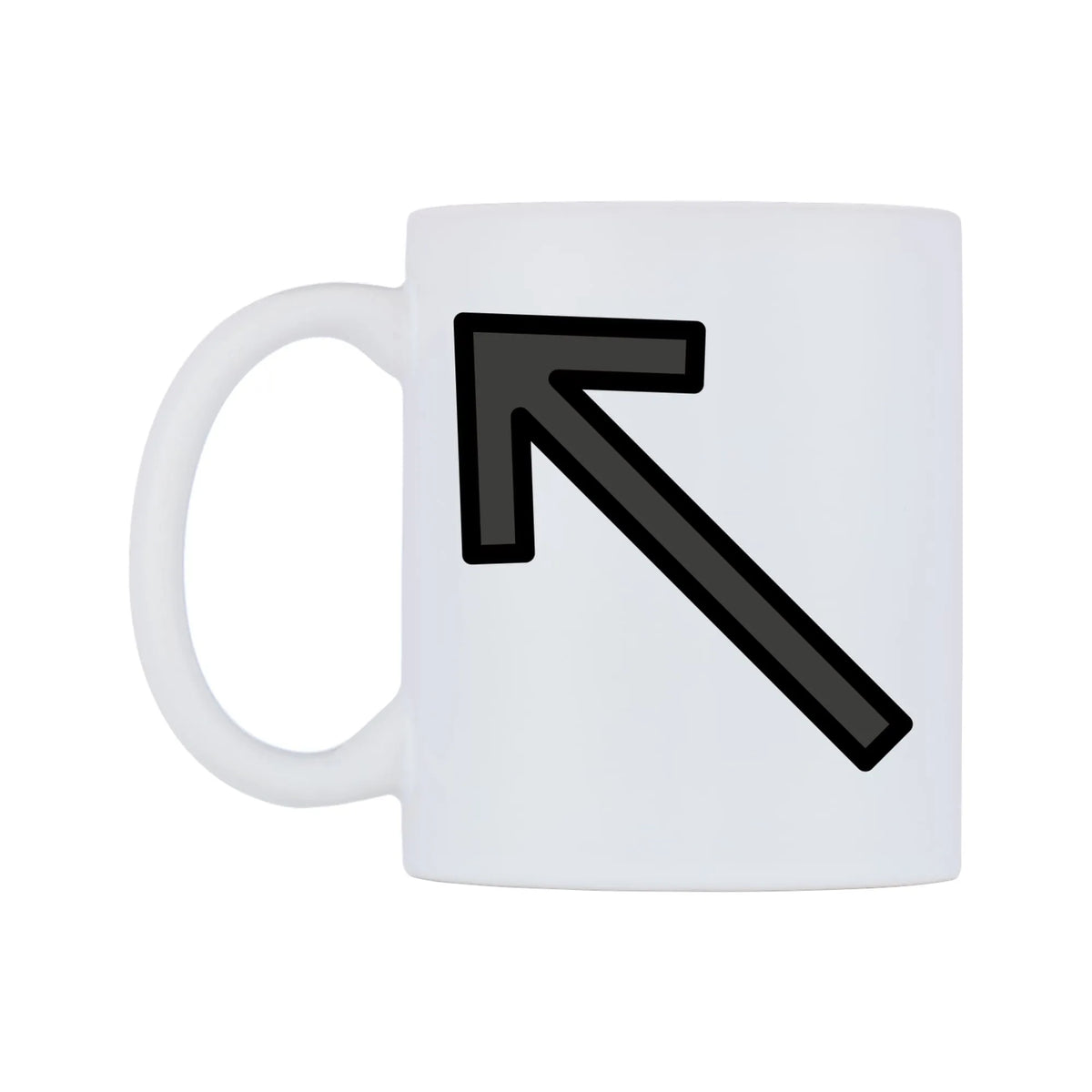 Up-Left Arrow Emoji Mug — mug, right side, on a white background