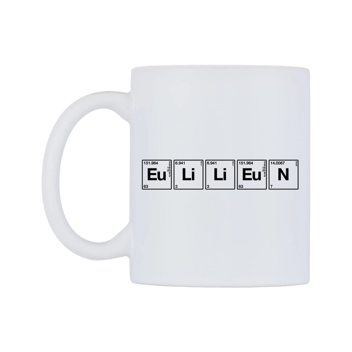 Ellen - Chemistry Themed Mug — mug, right side, on a white background