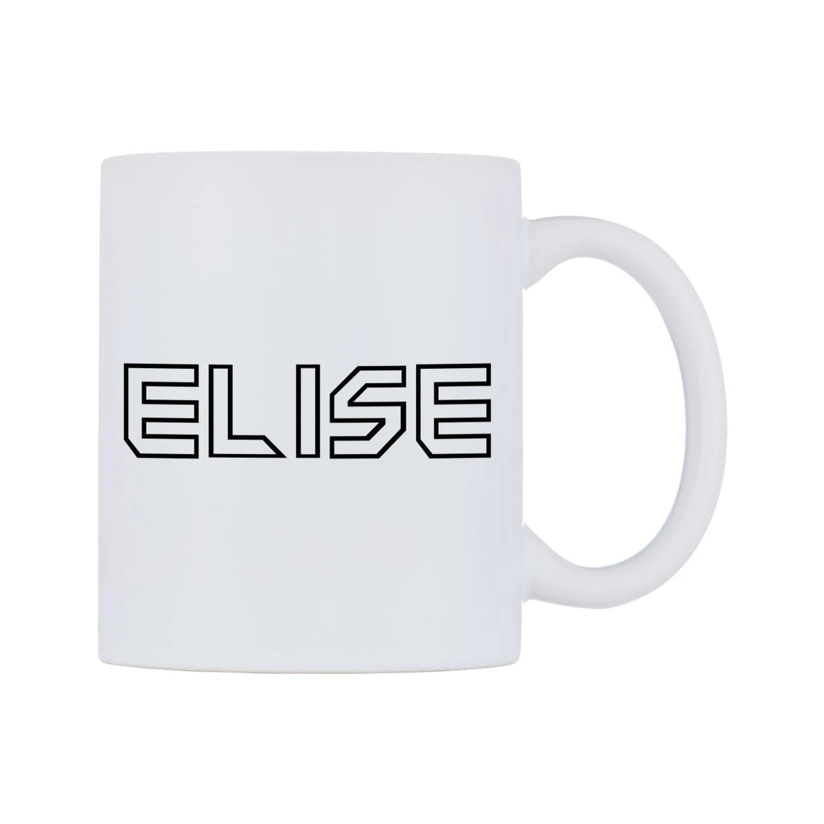 Elise - Iron Maiden Themed Mug — white 11oz gloss mug, left side, on a white background