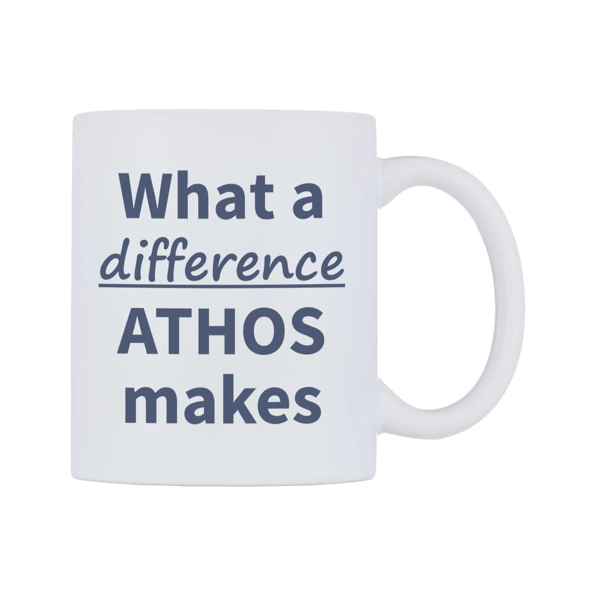 What a difference ATHOS makes Mug — mug, left side, on a white background