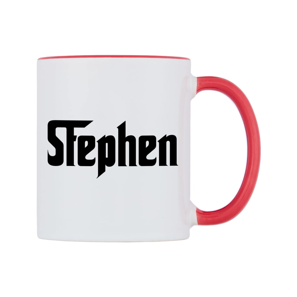 Stephen - Godfather Themed Mug — white 11oz gloss mug with a red inside and handle, left side, on a white background