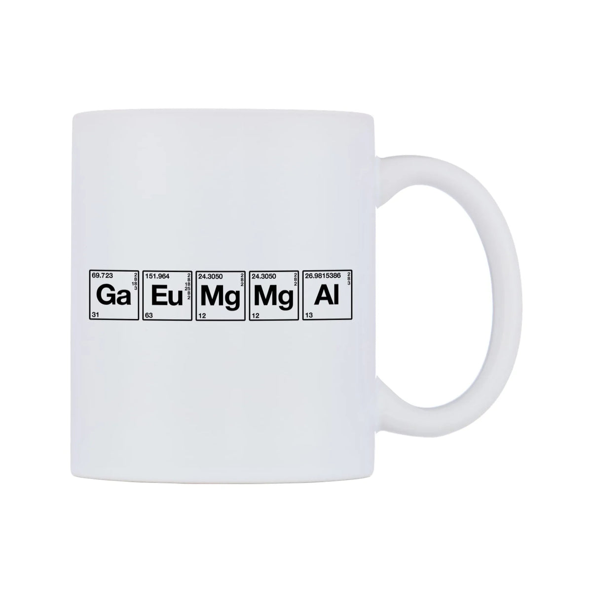 Gemma - Chemistry Themed Mug — mug, left side, on a white background