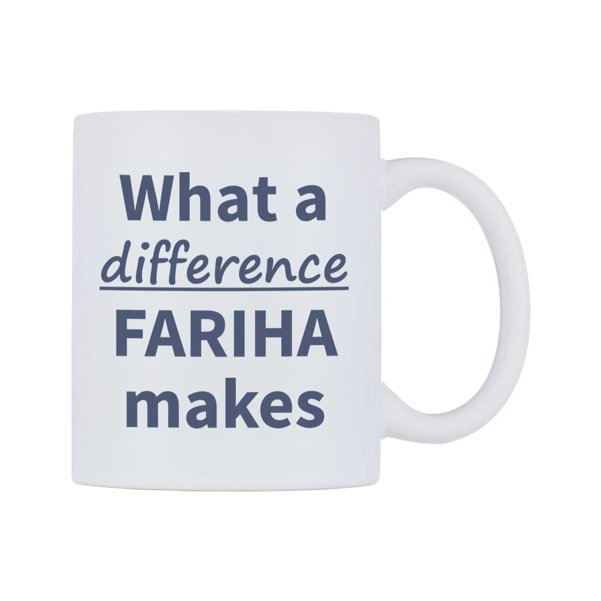 What a difference FARIHA makes Mug — mug, left side, on a white background