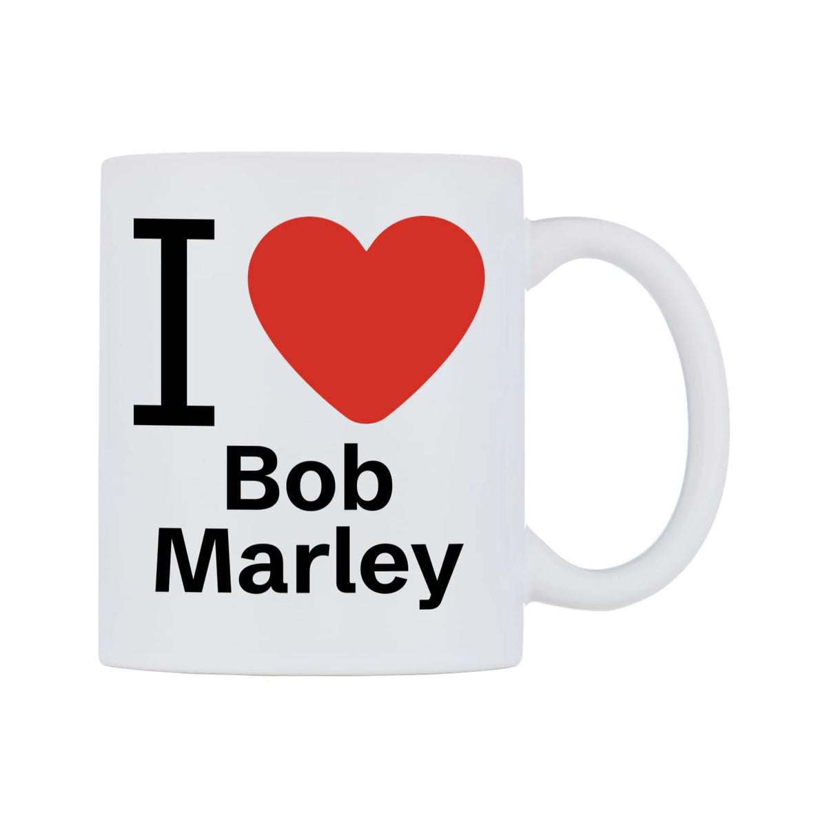 Bob Marley Mug — white 11oz gloss mug, left side, on a white background