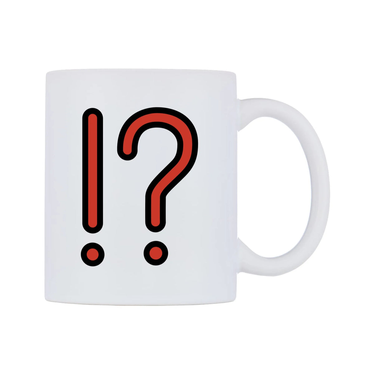 Exclamation Question Mark Emoji Mug — mug, left side, on a white background