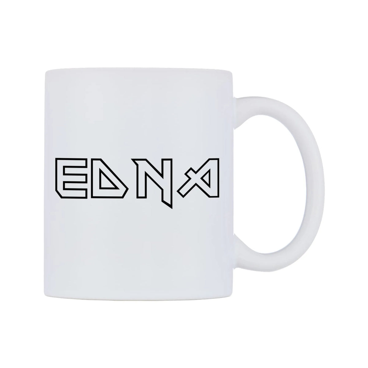 Edna - Iron Maiden Themed Mug — white 11oz gloss mug, left side, on a white background