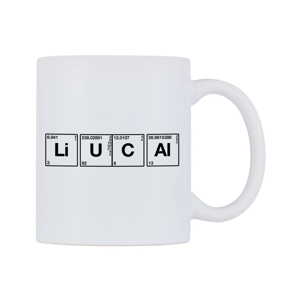 Luca - Chemistry Themed Mug — mug, left side, on a white background