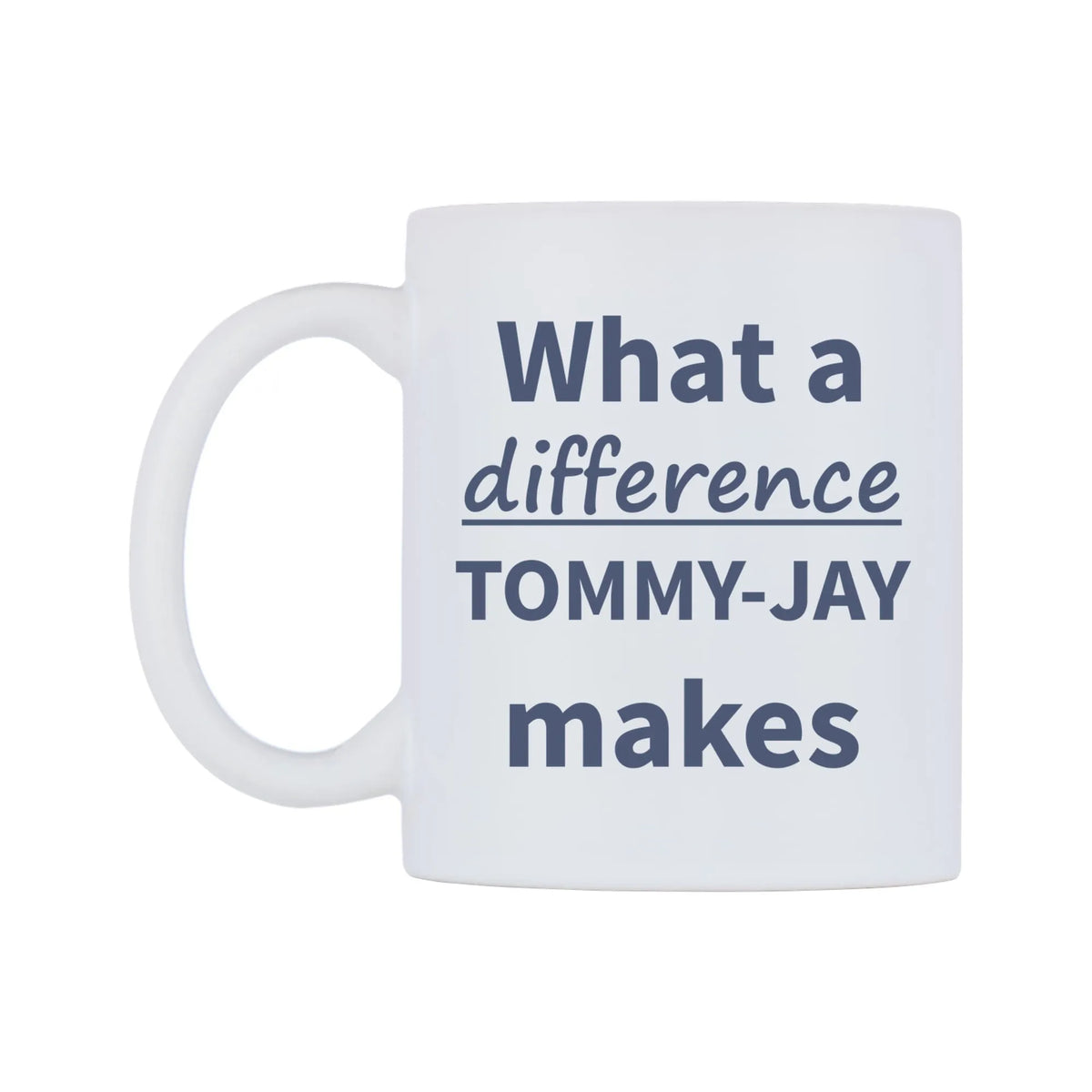 What a difference TOMMY-JAY makes Mug — mug, right side, on a white background