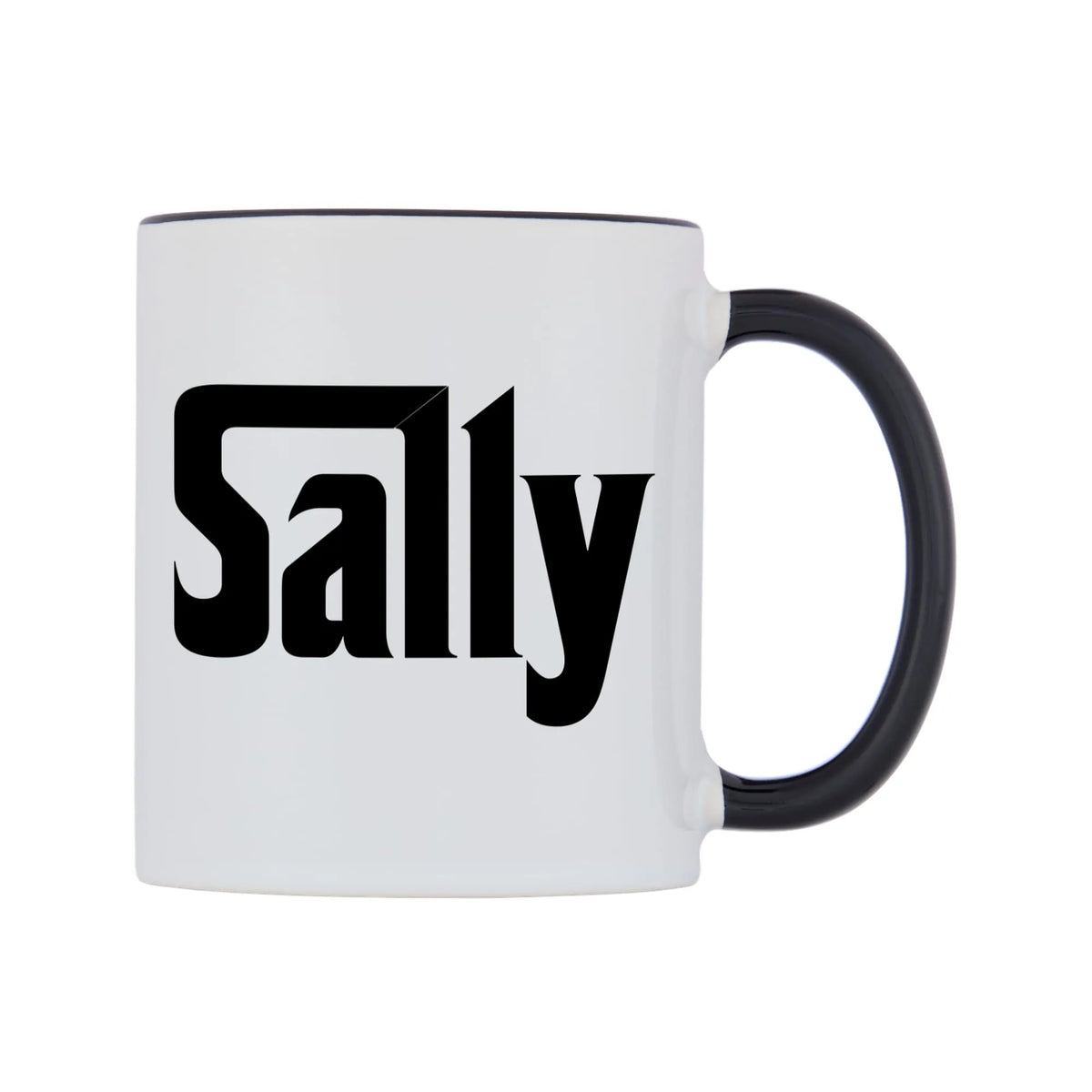 Sally - Godfather Themed Mug — white 11oz gloss mug with a black inside and handle, left side, on a white background