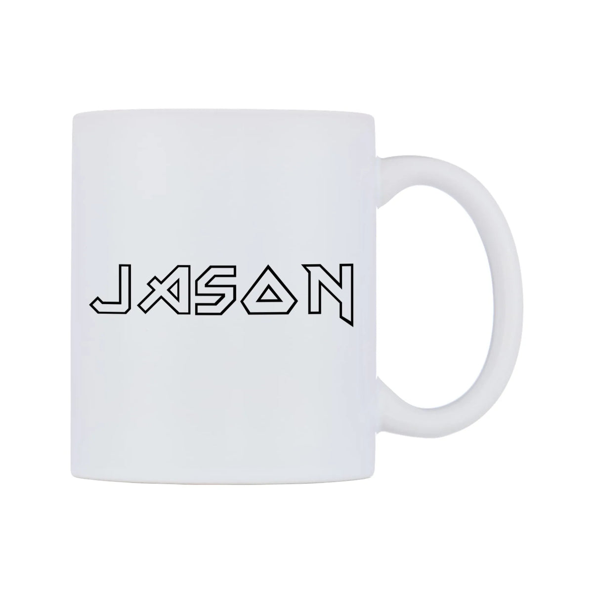 Jason - Iron Maiden Themed Mug — white 11oz gloss mug, left side, on a white background