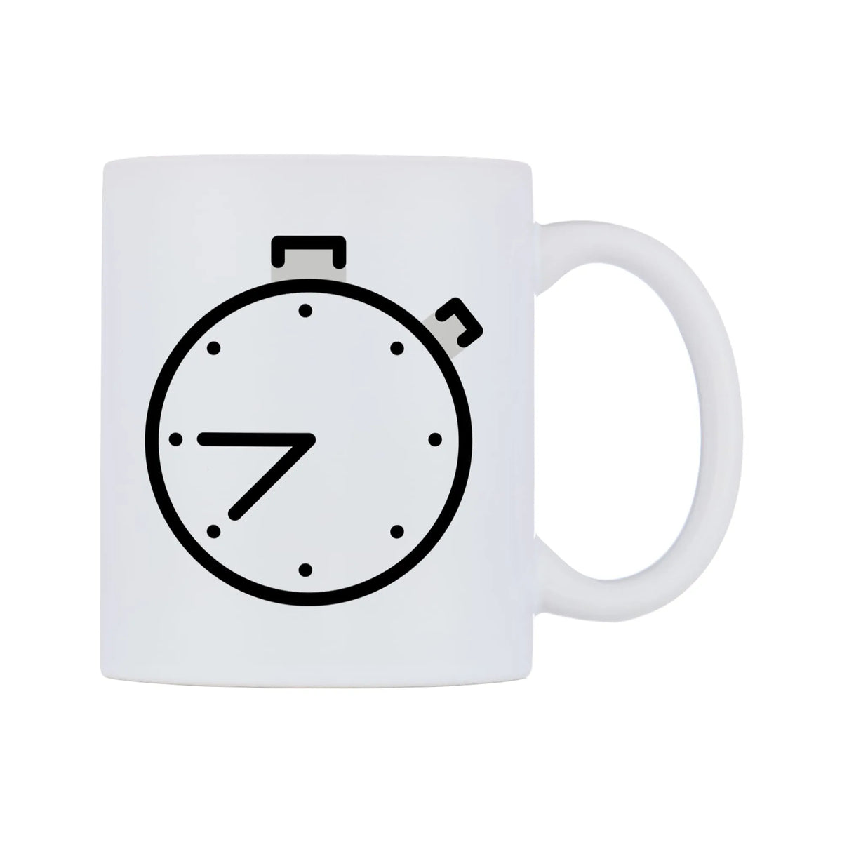 Stopwatch Emoji Mug — mug, left side, on a white background