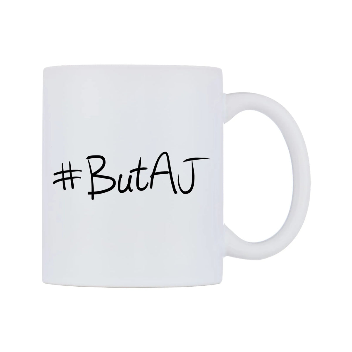 ButAJ Mug — mug, left side, on a white background