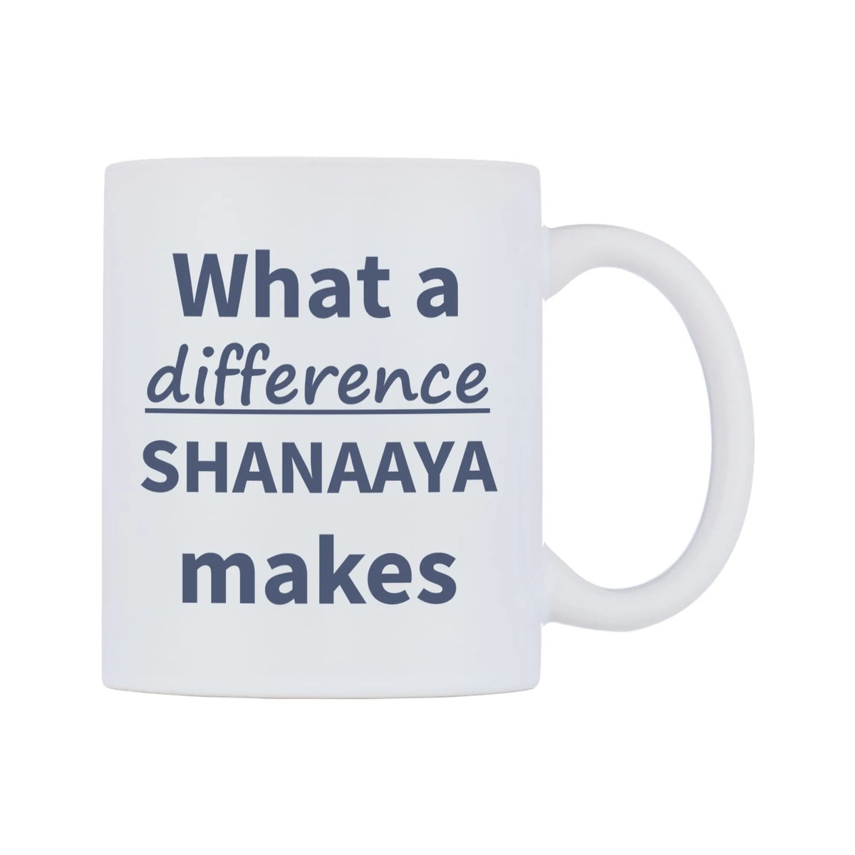 What a difference SHANAAYA makes Mug — mug, left side, on a white background