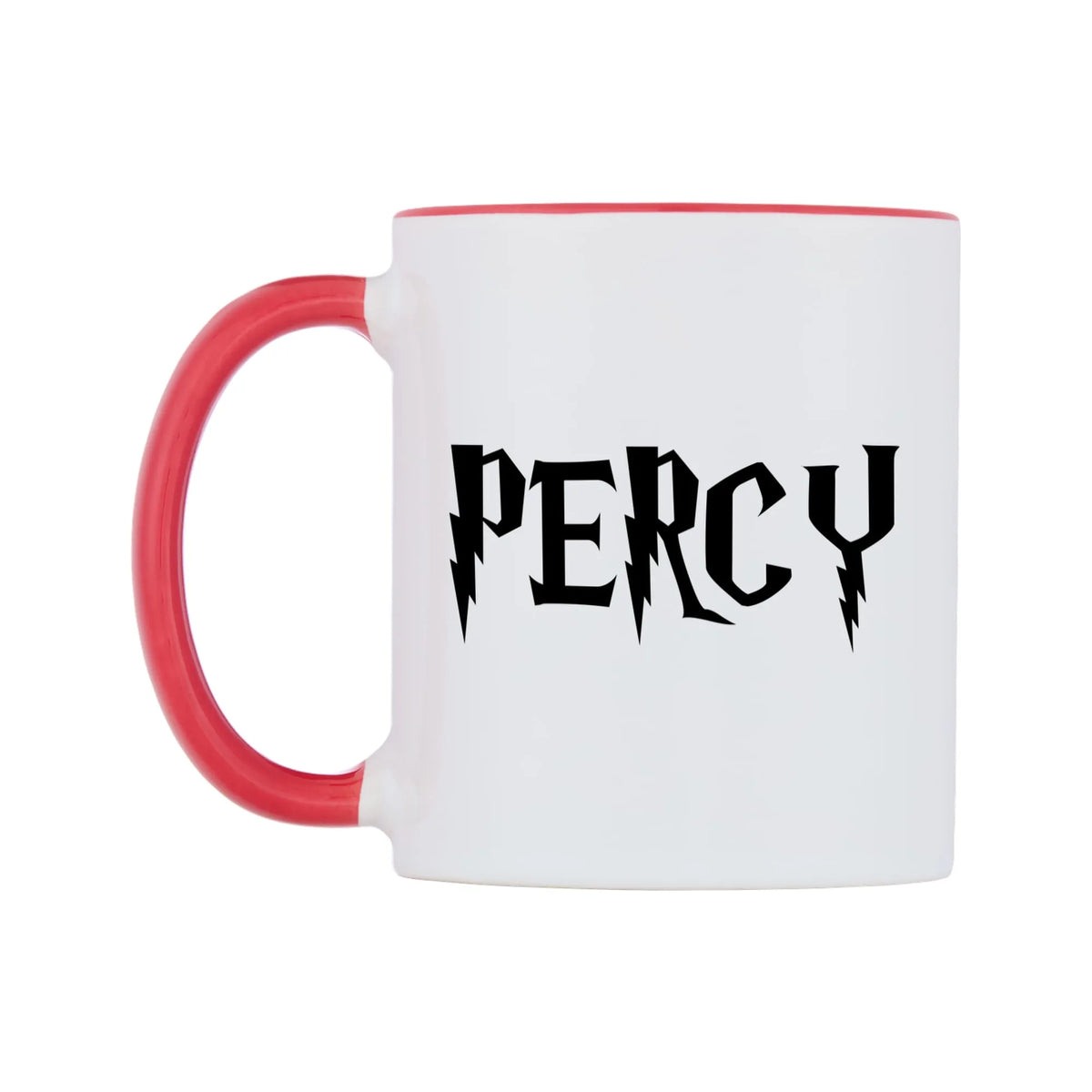 Percy - Wizard Themed Mug — white 11oz gloss mug with a red inside and handle, right side, on a white background