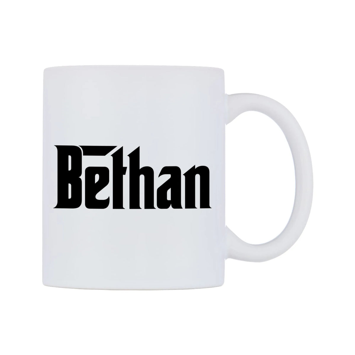 Bethan - Godfather Themed Mug — white 11oz gloss mug, left side, on a white background