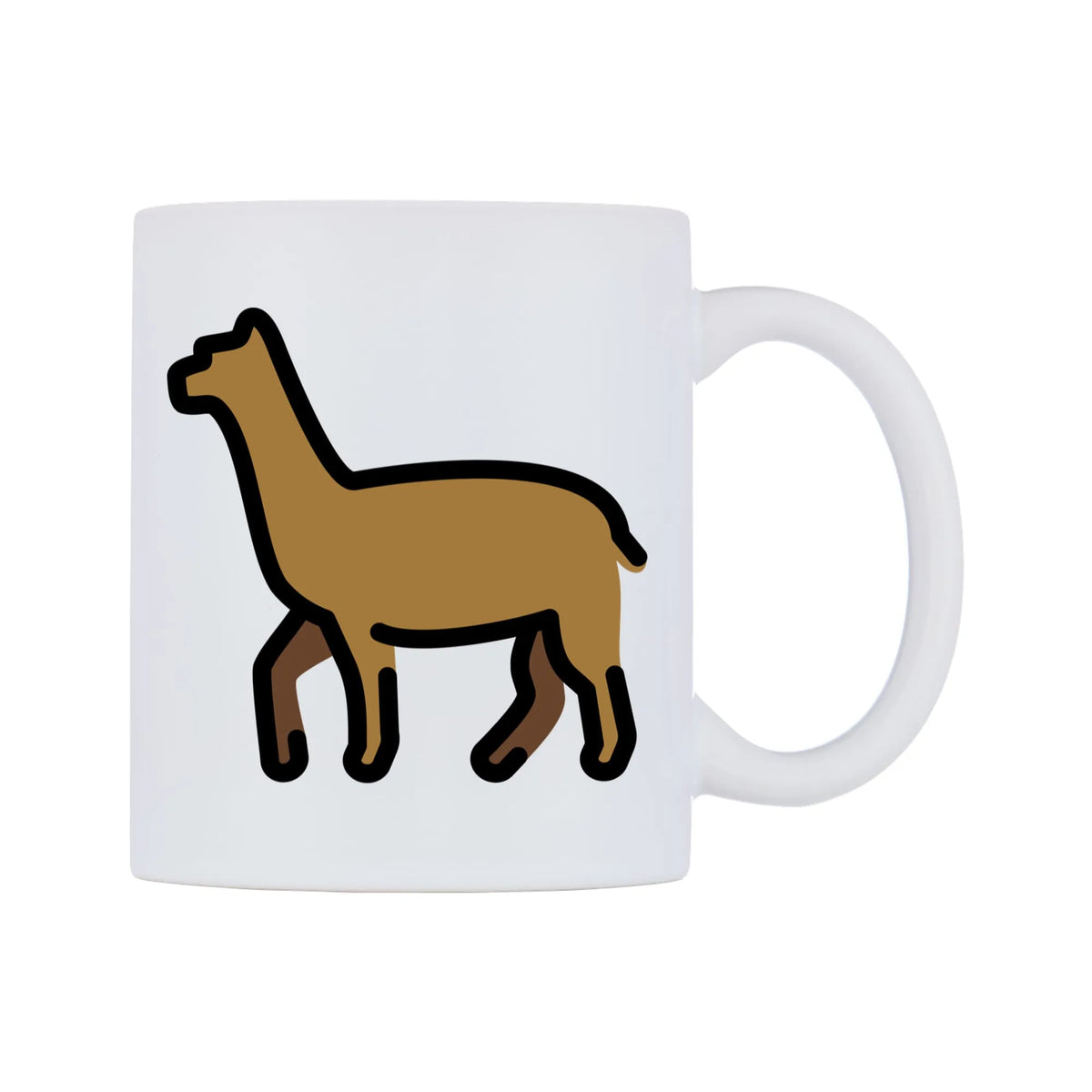 Llama Emoji Mug — mug, left side, on a white background