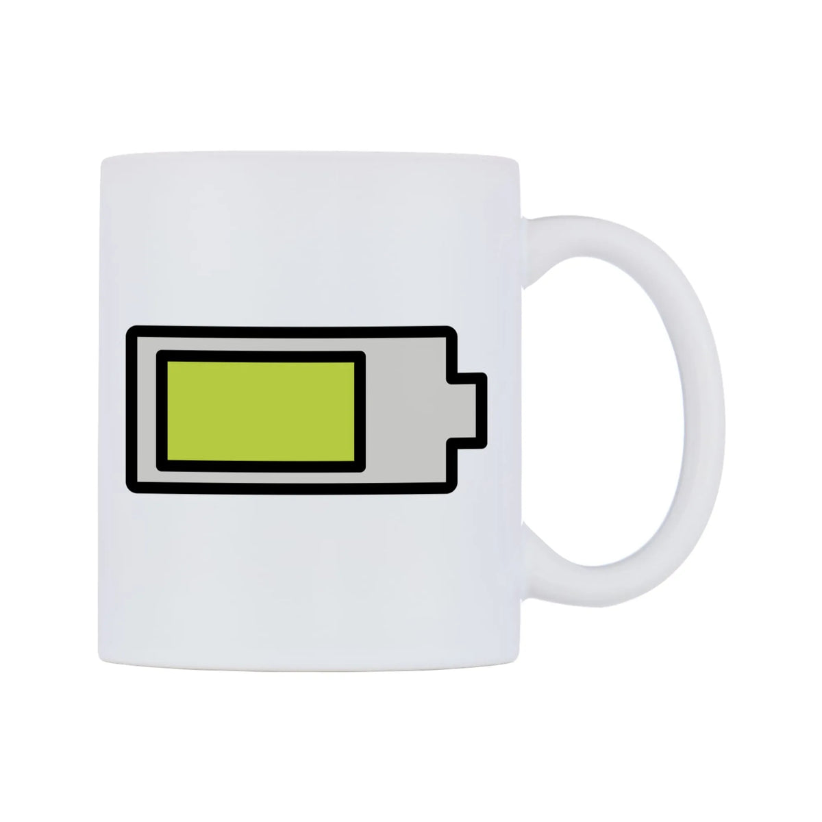 Battery Emoji Mug — mug, left side, on a white background