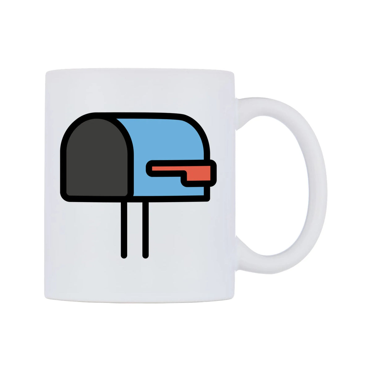 Open Mailbox With Lowered Flag Emoji Mug — mug, left side, on a white background
