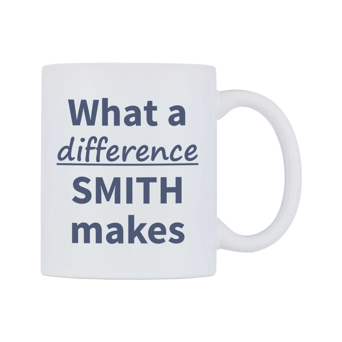 What a difference SMITH makes Mug — mug, left side, on a white background