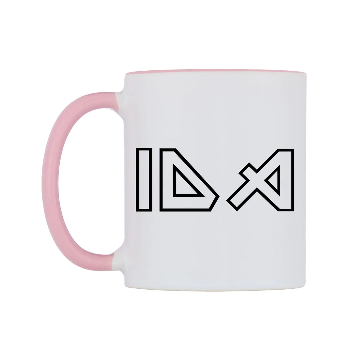 Ida - Iron Maiden Themed Mug — white 11oz gloss mug with a pink inside and handle, right side, on a white background