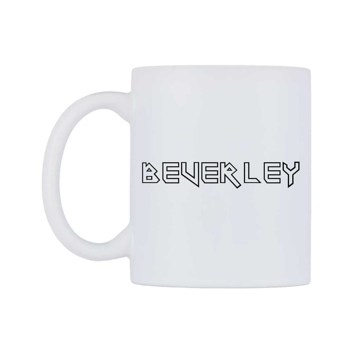 Beverley - Iron Maiden Themed Mug — white 11oz gloss mug, right side, on a white background