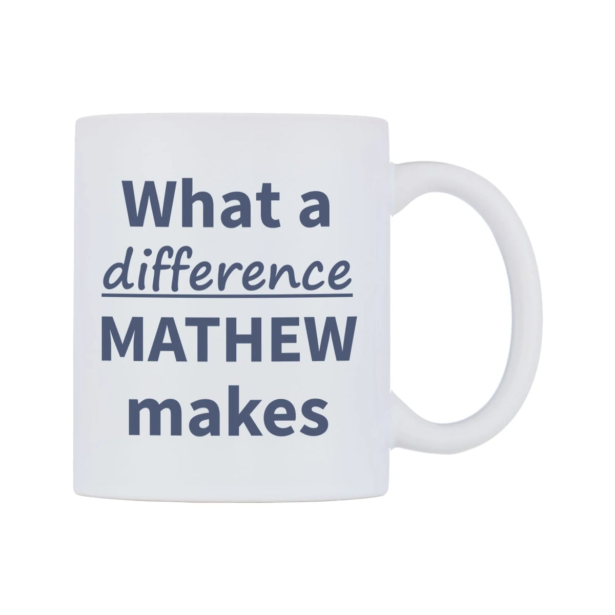What a difference MATHEW makes Mug — mug, left side, on a white background