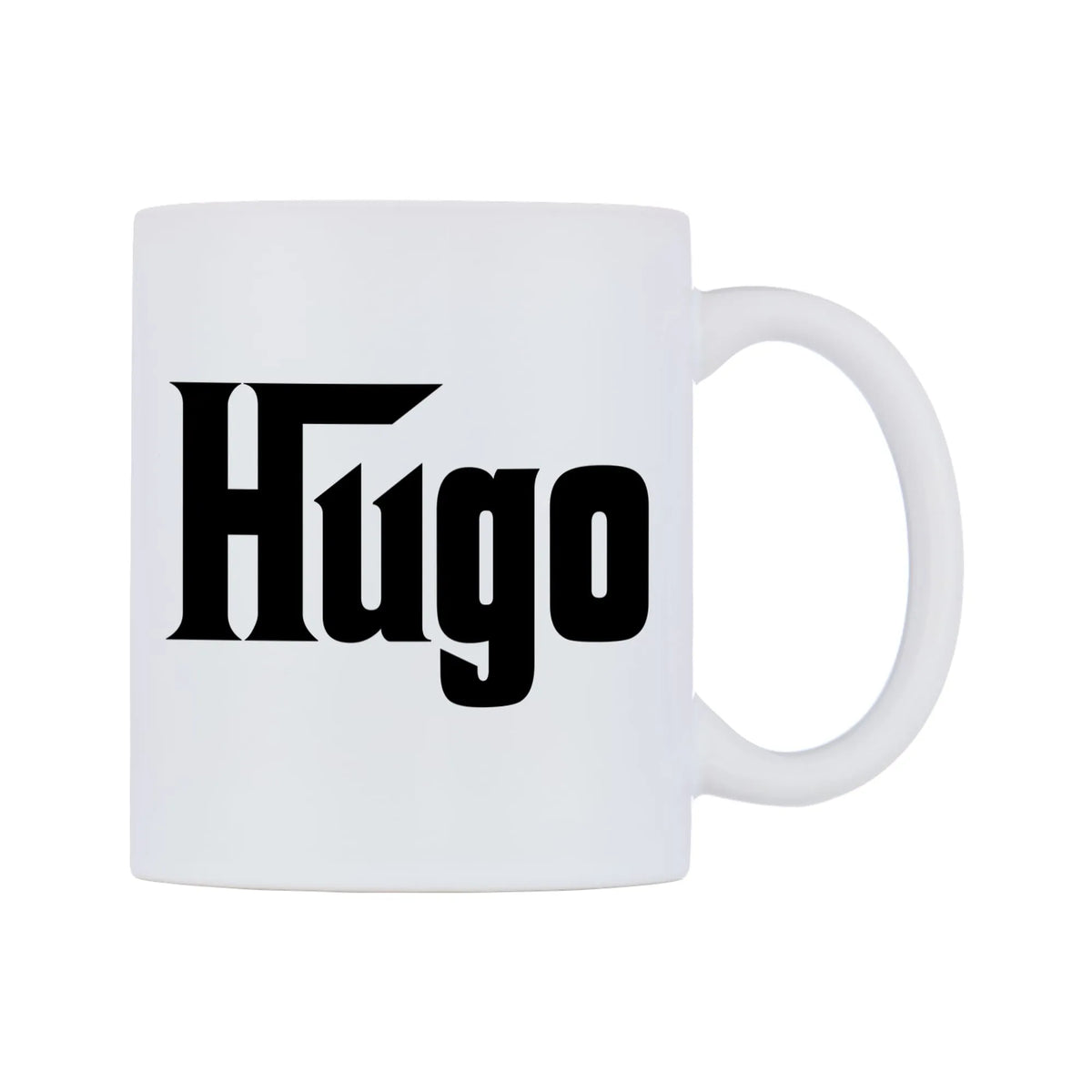 Hugo - Godfather Themed Mug — white 11oz gloss mug, left side, on a white background