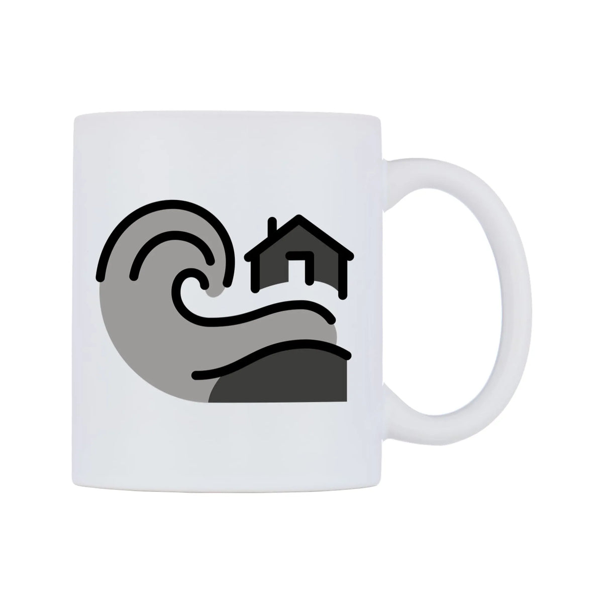 Tsunami Emoji Mug — mug, left side, on a white background