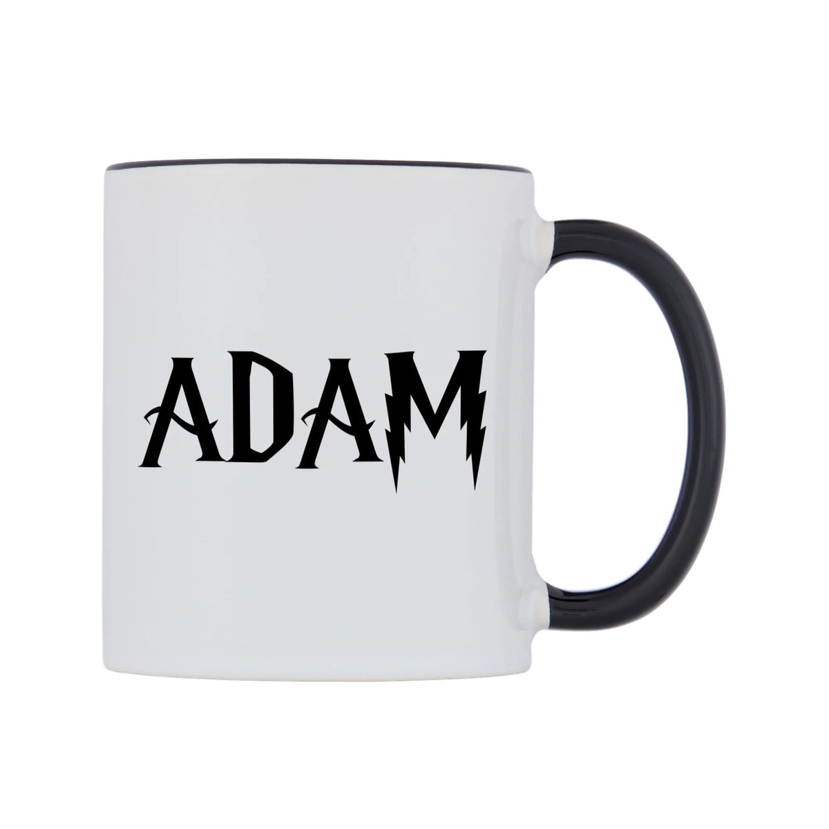 Adam - Wizard Themed Mug — white 11oz gloss mug with a black inside and handle, left side, on a white background