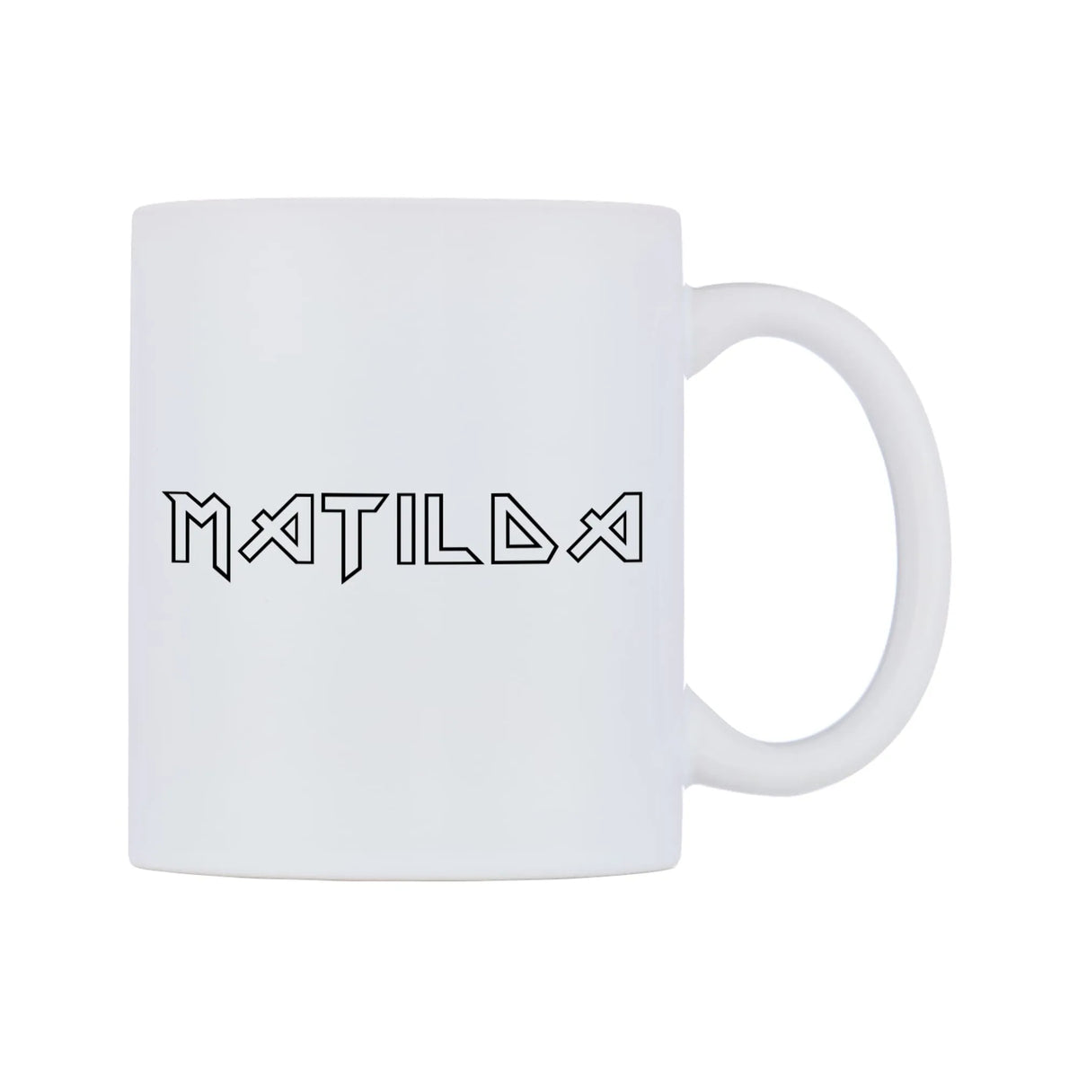 Matilda - Iron Maiden Themed Mug — white 11oz gloss mug, left side, on a white background