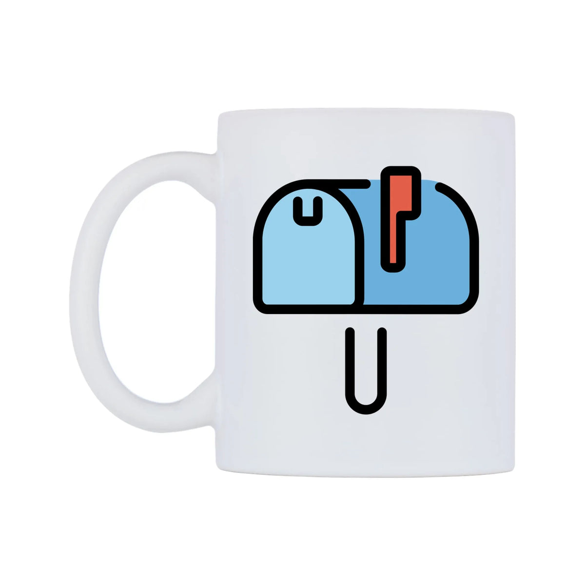 Closed Mailbox With Raised Flag Emoji Mug — mug, right side, on a white background