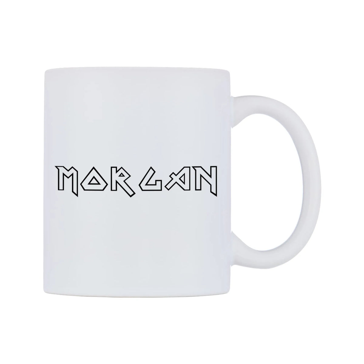 Morgan - Iron Maiden Themed Mug — white 11oz gloss mug, left side, on a white background